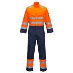 Modaflame RIS Orange/Navy Work Multi-Norm FR Coverall is designed with both visibility and protection in mind, this high-visibility orange flame-resistant (FR) coverall is your go-to choice for demanding environments, especially rail work. Certified to meet both RIS and ISO 20471 standards, the Modaflame coverall ensures you stay safe, visible, and comfortable