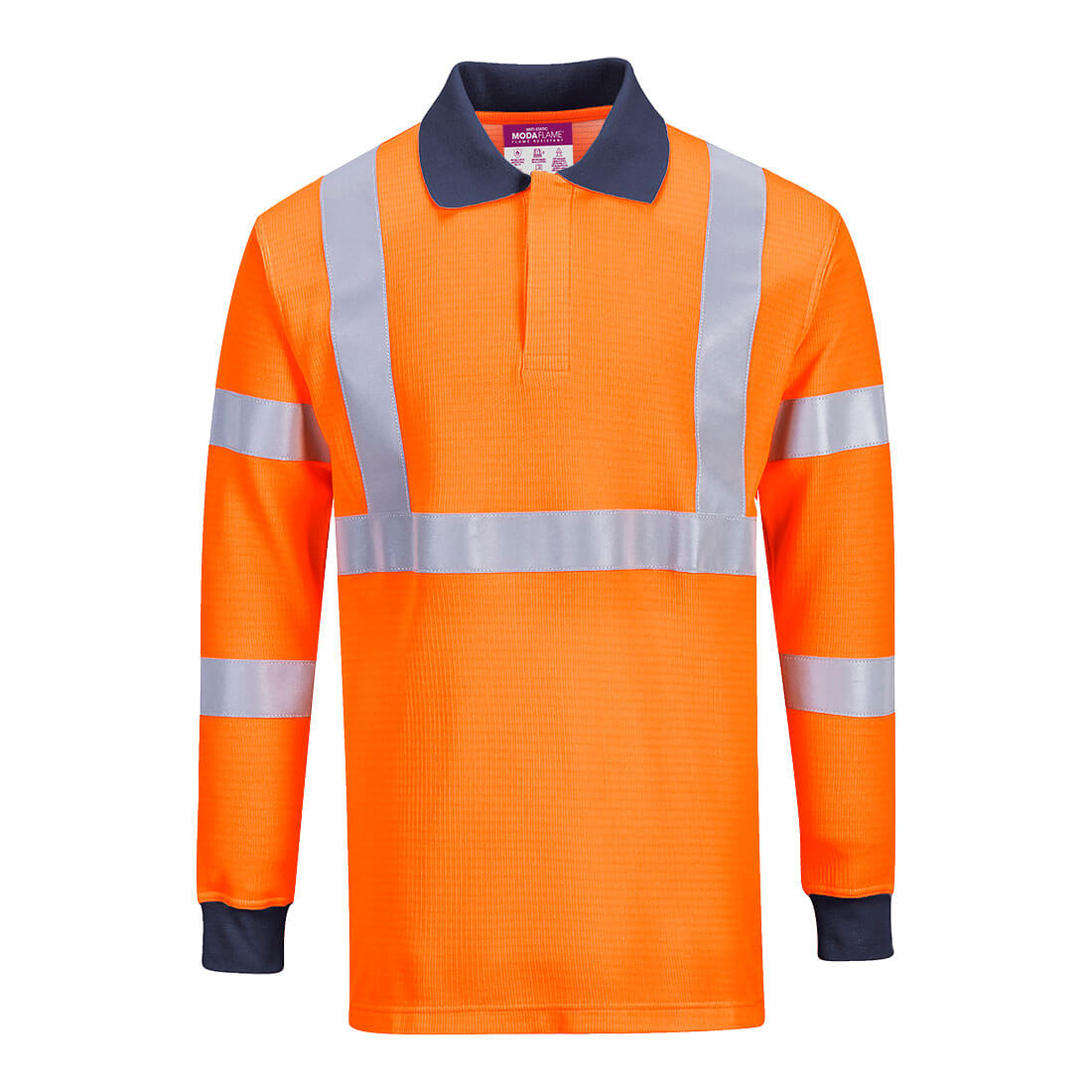 Portwest FR76 Flame Resistant High Vis Polo Shirt. RIS Spec, long sleeve and flame resistant.