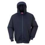 Portwest FR81 FR Full Zip Hooded Sweatshirt.This comfortable hooded sweatshirt offers protection against electric arc. The handy pouch pockets at the front of the garment provide hand warming and ample storage.