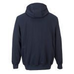 Portwest FR81 FR Full Zip Hooded Sweatshirt Back. This comfortable hooded sweatshirt offers protection against electric arc. The handy pouch pockets at the front of the garment provide hand warming and ample storage.