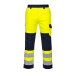 Portwest MV46 Hi Vis Modaflame Multi Norm FR Work Trousers. Conforming to multiple EN standards, these trousers offer ideal protection against exposure to industrial hazards. The elasticated back waist allows for freedom of movement and ensures the garment sits comfortably. Outstanding features include two tier knee pad pockets, adjustable leg length for added convenience and triple-stitched seams for extra durability.
