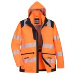 Portwest PW367 Hi Vis Breathable 5 in 1 Jacket Orange. Stay visible, comfortable and protected with this superb 5-in-1 breathable jacket. This cleverly designed garment is highly adaptable to all seasons and a variety of working conditions for multi-functional use. The outer jacket has a multi-pocket solution with a dedicated space for your phone, keys or gloves while the inner waterproof jacket has padded lining for maximum warmth and comfort.