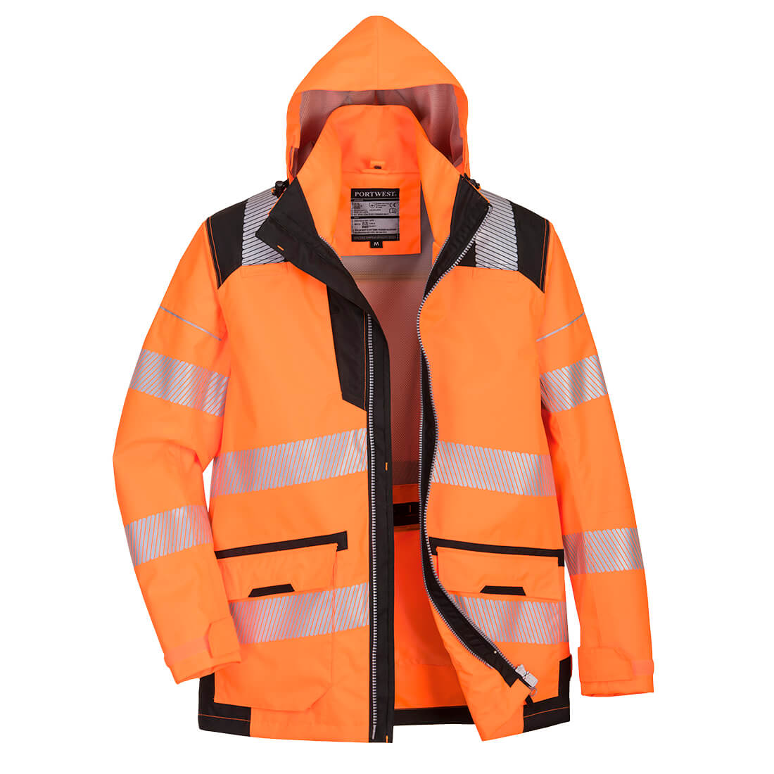 Portwest PW367 Hi Vis Breathable 5 in 1 Jacket Orange. Stay visible, comfortable and protected with this superb 5-in-1 breathable jacket. This cleverly designed garment is highly adaptable to all seasons and a variety of working conditions for multi-functional use. The outer jacket has a multi-pocket solution with a dedicated space for your phone, keys or gloves while the inner waterproof jacket has padded lining for maximum warmth and comfort.